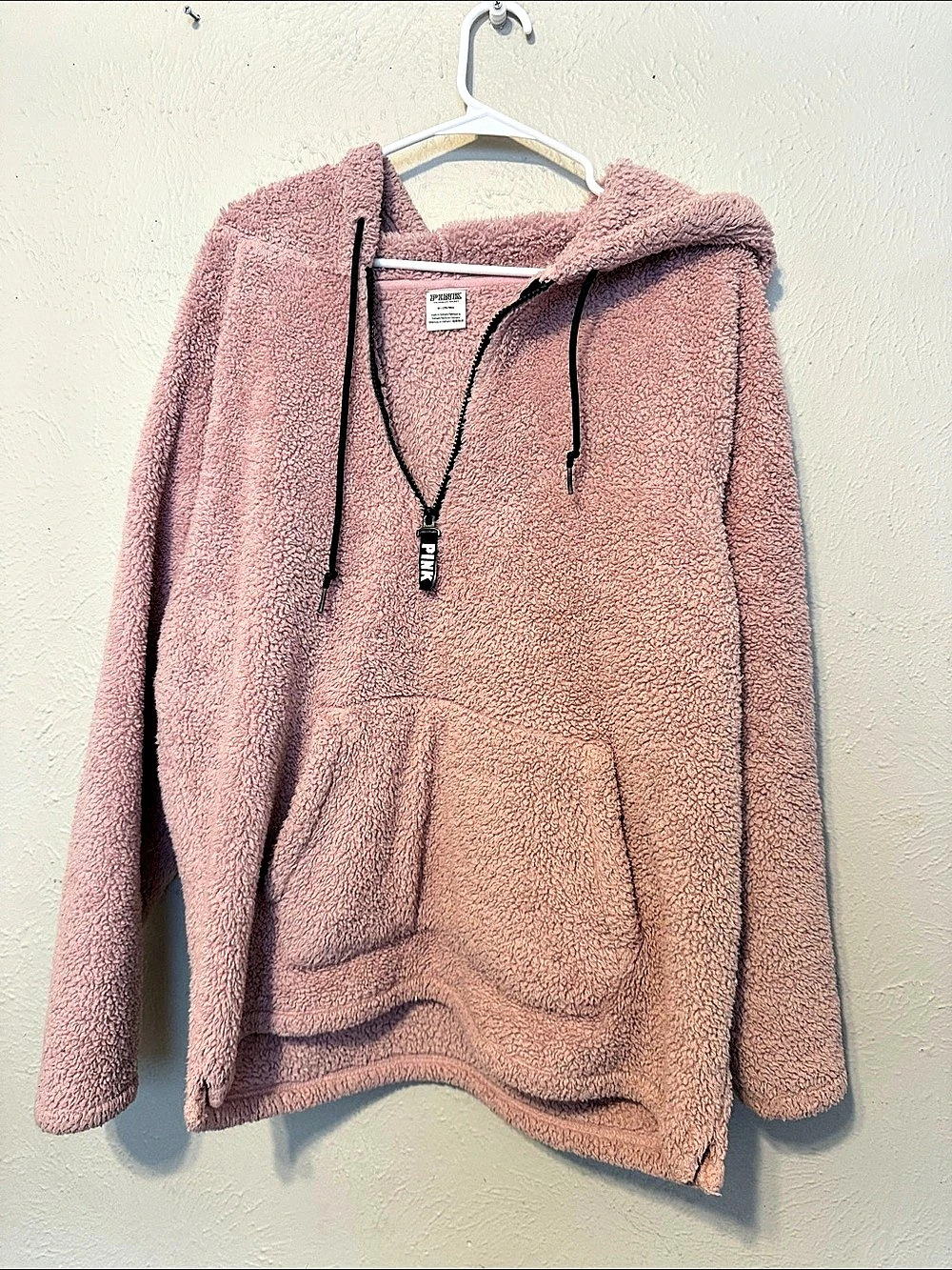 PINK Sherpa Hoodie Size Medium Like New